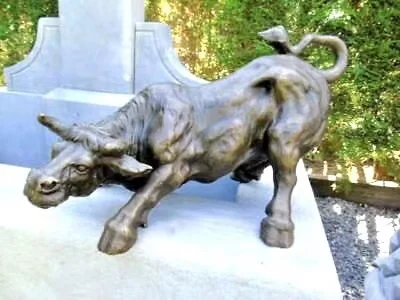 Bull Casting Bronze animal Outdoor life size brass wild Sculpture metal decor craft statue
