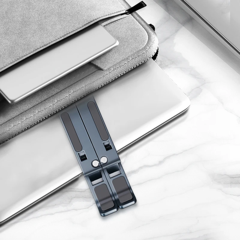 MC Wholesales gray aluminum portable foldable mini adjustable computer laptop stand notebook stand
