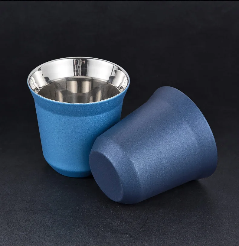Metal Espresso Cup Wholesale Double Wall Stainless Water Bottle Double Layer Reusable Water Tea Coffee Cup Whiskey Milk Mugs