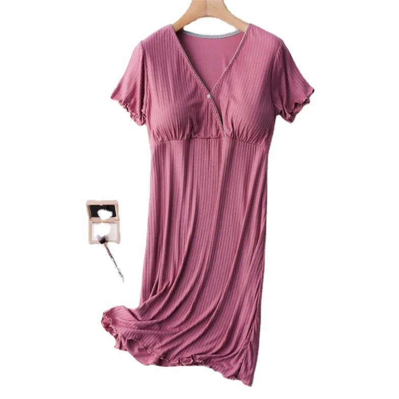 2024 Summer Big Size Women Maternity Clothing Breastfeeding Dress Nursing Clothes Good Stretch Pregnant Wear V neck S-3XL