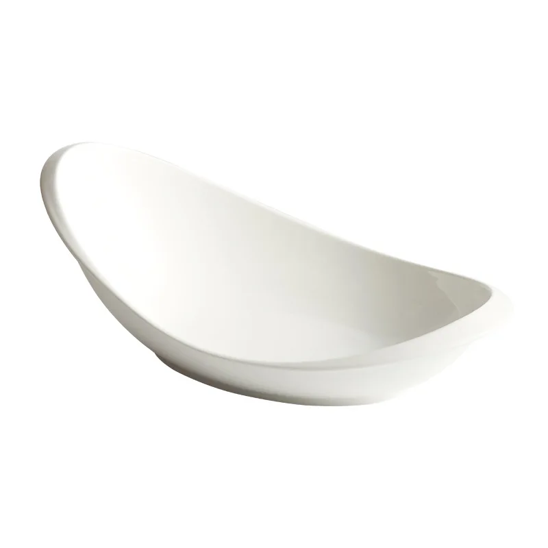 NEW White Irregular Ceramic Dinner Plate Salad Fruit Sushi Pasta Dessert Puree Soup Serving Bowl Home Restaurant Dinnerware Set