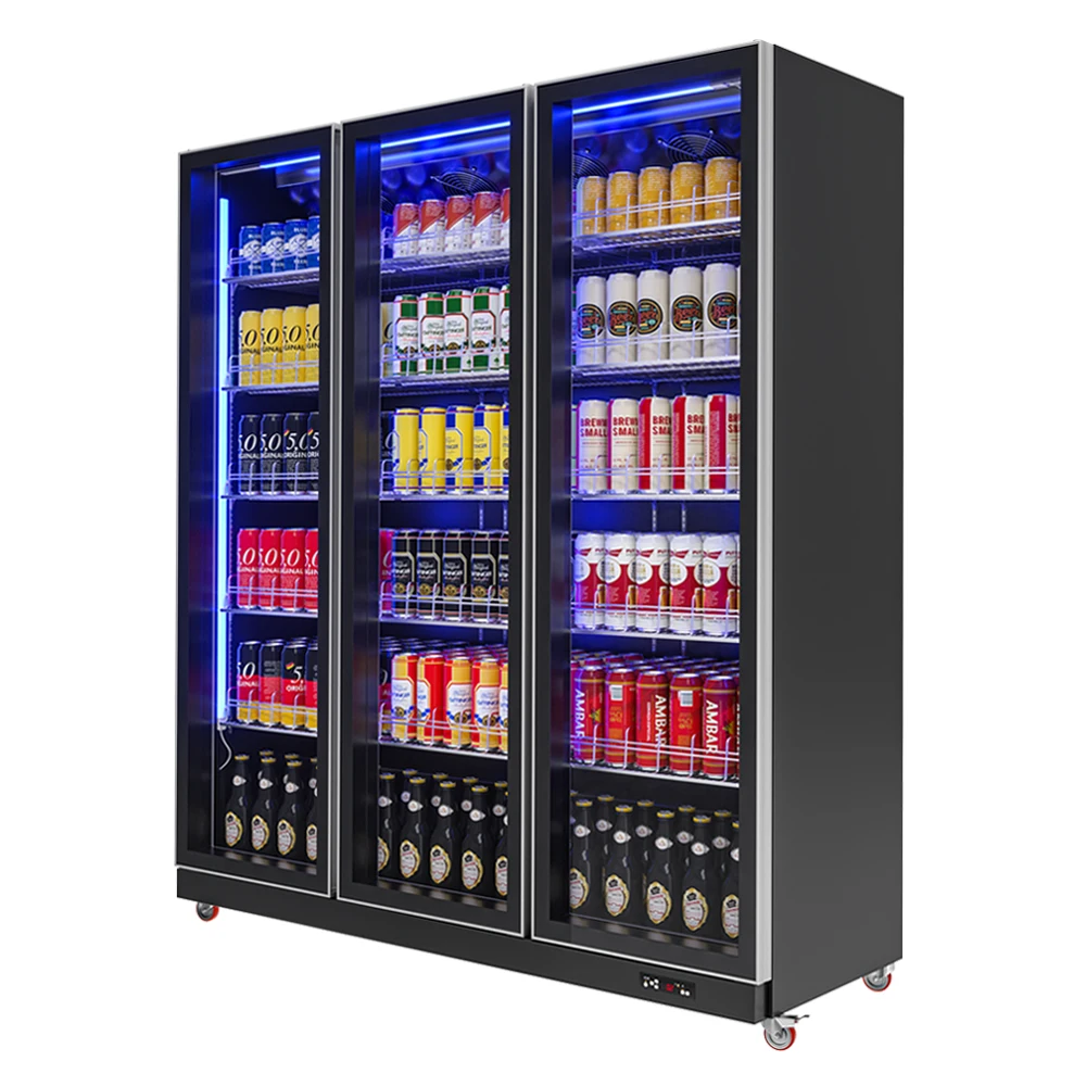 Commercial cola drinks beverage glass display fridge refrigerator for sale
