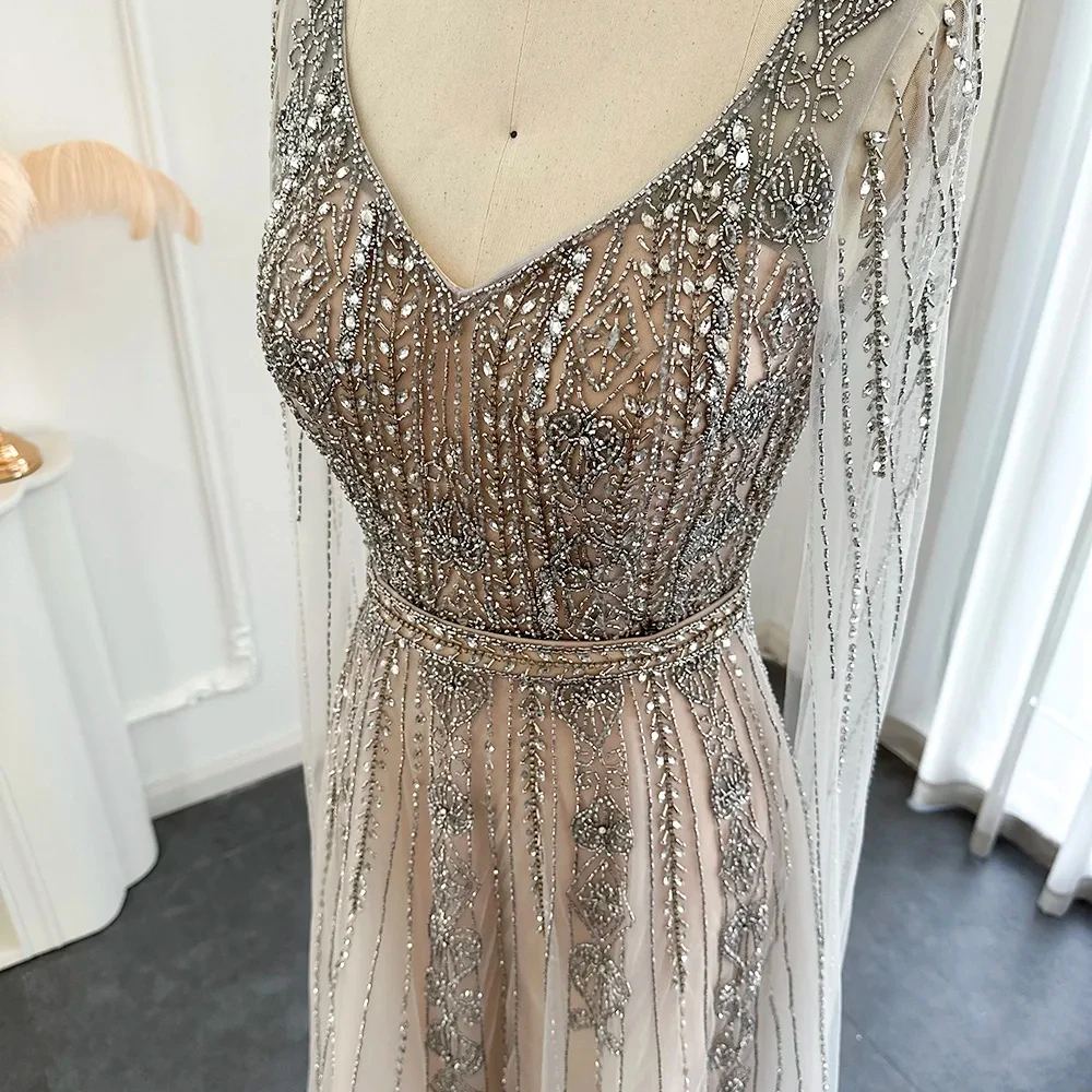 Jancember SZ069 Arabic Long Sleeve Belt Evening Party Prom Dresses For Girls
