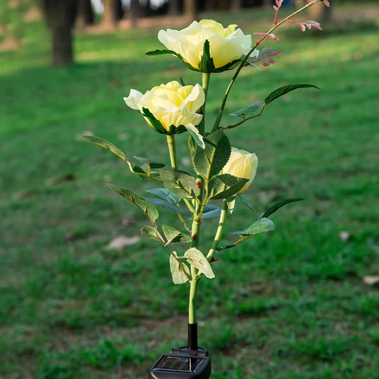 Outdoor Romantic Artificial Silk Rose Led Flower