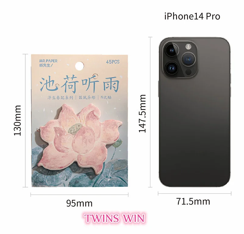 Pomegranate pattern convenience stickers Lotus shaped notepad Office message memo Student stationery sticky 1882