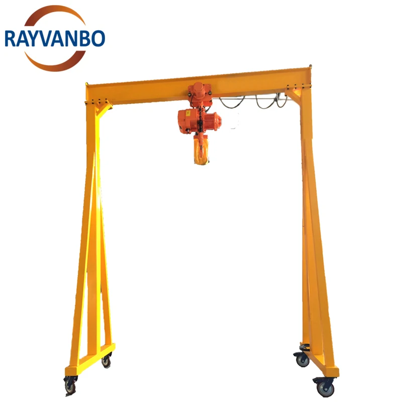 Mini portable movable Customized Capacity 1 2 3 5 10 ton Gantry Crane with manual/ electric chain hoist
