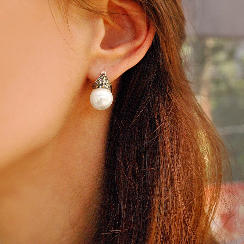 lotus fun Fashion Silver Jewelry Custom 925 Sterling Silver  Natural Pearls Handmade Earring Wedding fine jewelry for women