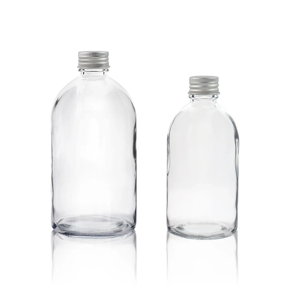 High Quality Glass Bottle Manufacturer 280mL 500mL New Round Beverage Bottle Drinking Packaging For Juice Tea Milk Screw Cap