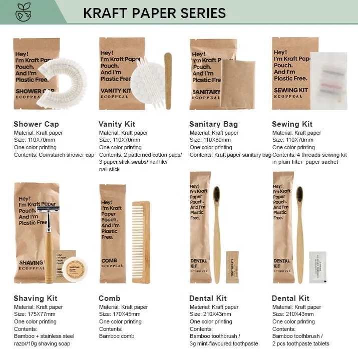 Plastic Free! Custom Biodegradable FSC Kraft Paper Shaving Kits with Stainless Steel Razor and Shaving Cream