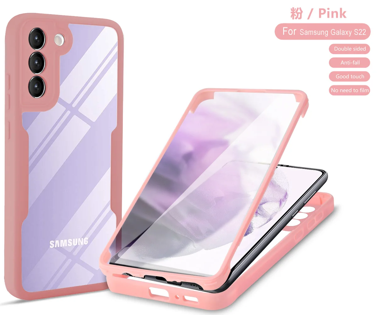 Чехол для телефона с полным покрытием 360 градусов Samsung Galaxy S22 S21 Plus ультратонкий полноразмерный чехол прозрачная задняя панель