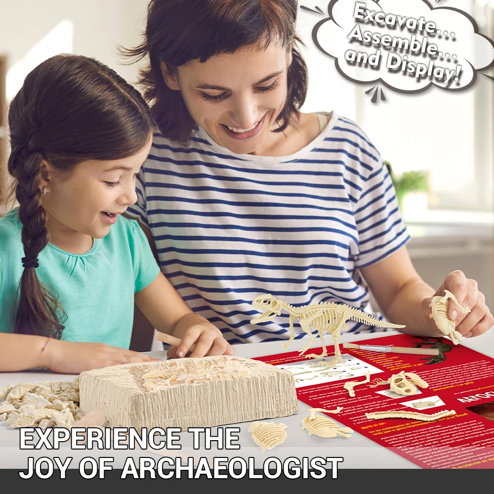 educational kid toy intelligence development ancient archological dig set evelociraptor dig kit dig dinosaur skeleton toy