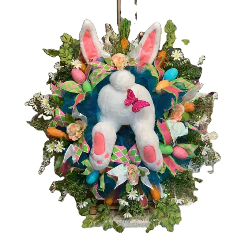 Easter Bunny Ornament Wreath Easter Egg Carrot Decoration 2023 Hot Sale Home Window Party