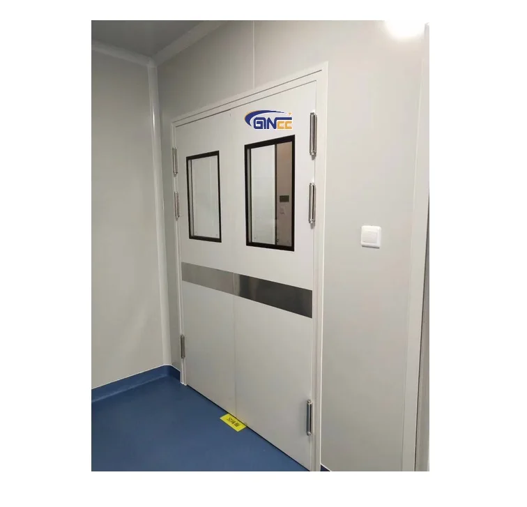 Ginee Medical Factory price Clean Room Hermetic Stainless Steel Double Door Swing Door for Medical Hospital or Lab