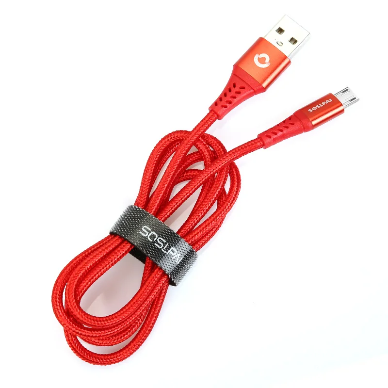 
SOSLPAI new arrived v8 data cable nylon fabric micro usb charging data cable 