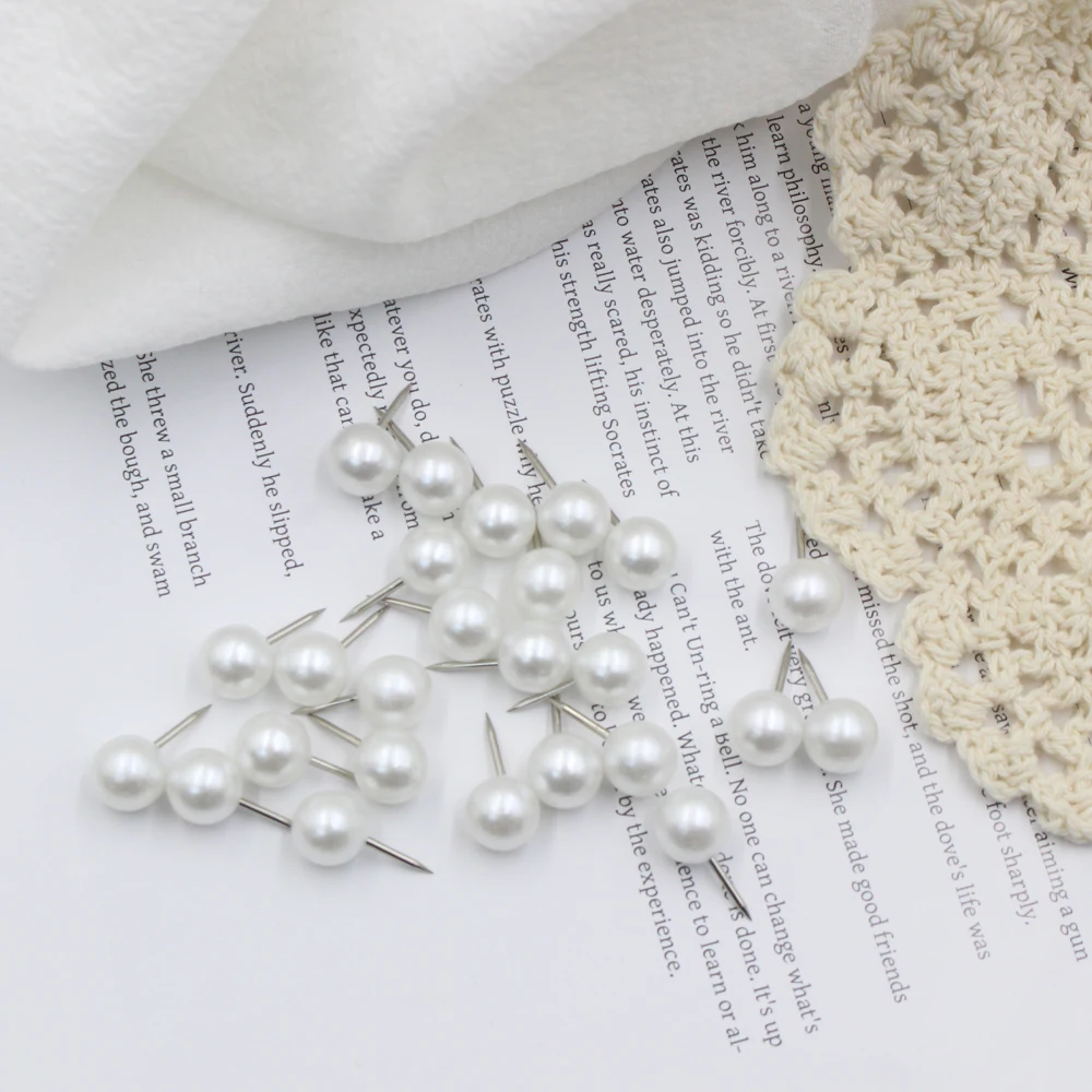 25 Pieces Pearl Push Pins Plastic Round Head Thumb Tacks Map Push Pins for Map Bulletin Board Cork Board and Fabric Marking