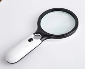 Оптовая продажа, мощное ручное круглое увеличительное стекло с 3 светодиодами для чтения