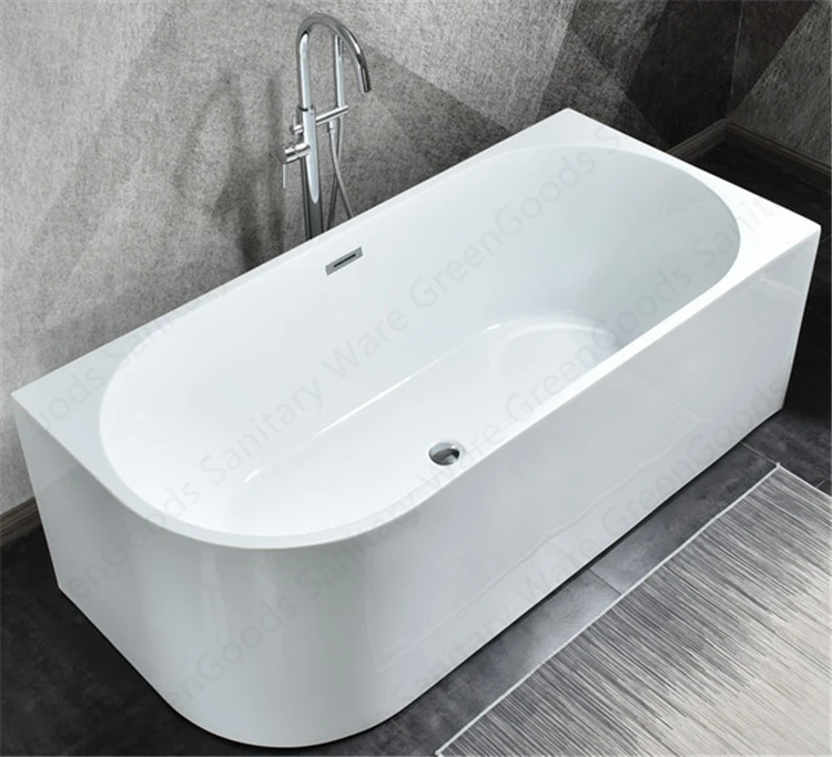 Custom Size Soaking Bath Tubs 1500mm Single Ended Acrylic Freestanding White Easy Clean Corner Bathtub for Malaysia