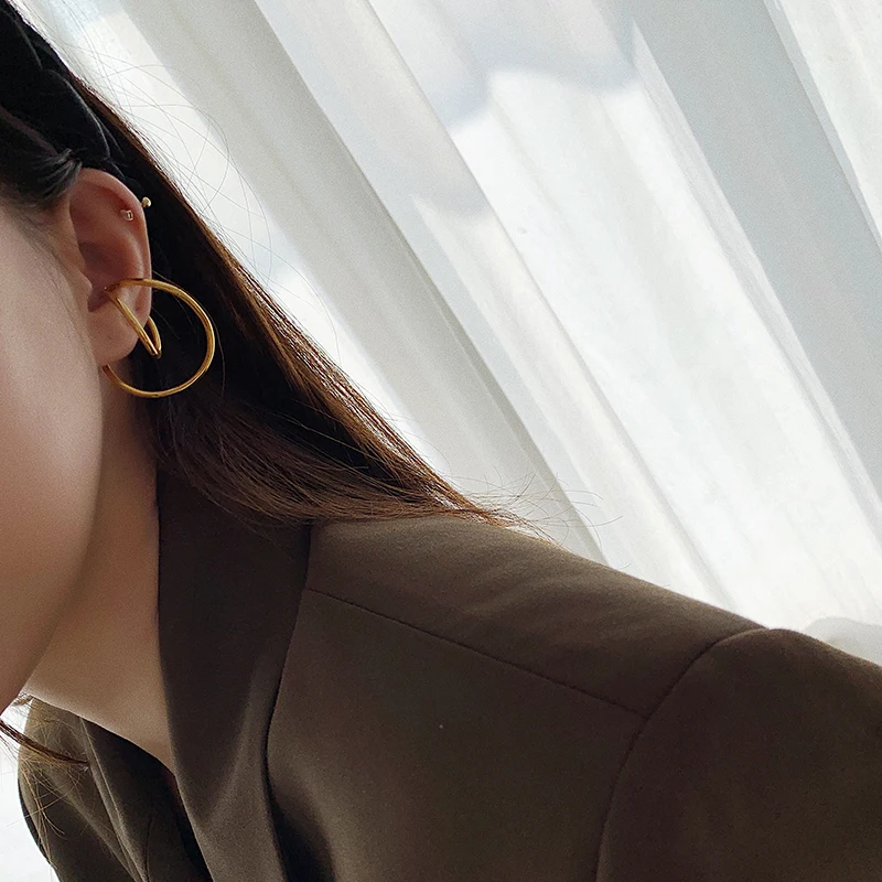Gold Silver Color Irregular Twisted Clip Earrings without Piercing Circle Geometric Earrings for Women Minimalist Ear Cuff 2019
