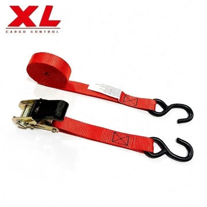 heavy duty logistics straps 1 inch ratchet tie down cargo strap with s hook