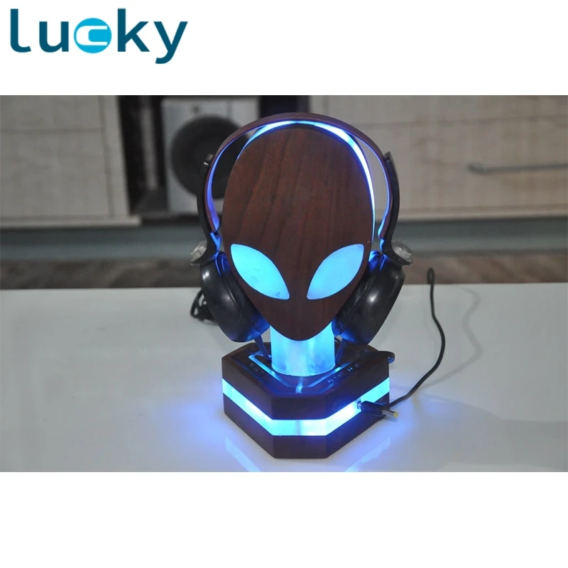 Custom Fascinating RGB Alienware Wooden Headphone Stand