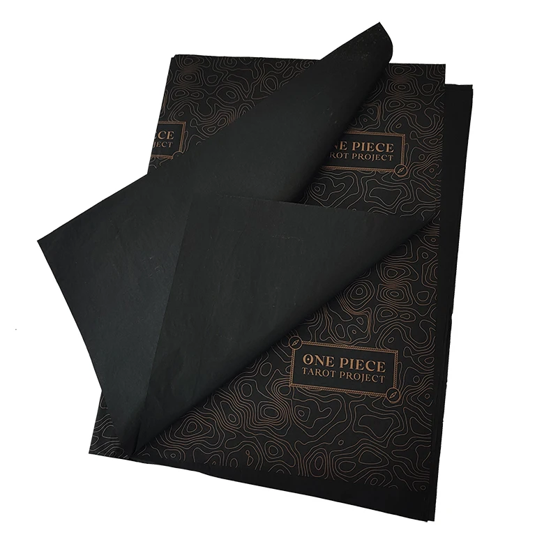 Gold Logo Printed 17gsm 18gsm Thickness Soft Black Silk Paper / Cotton Paper For Garment Packaging