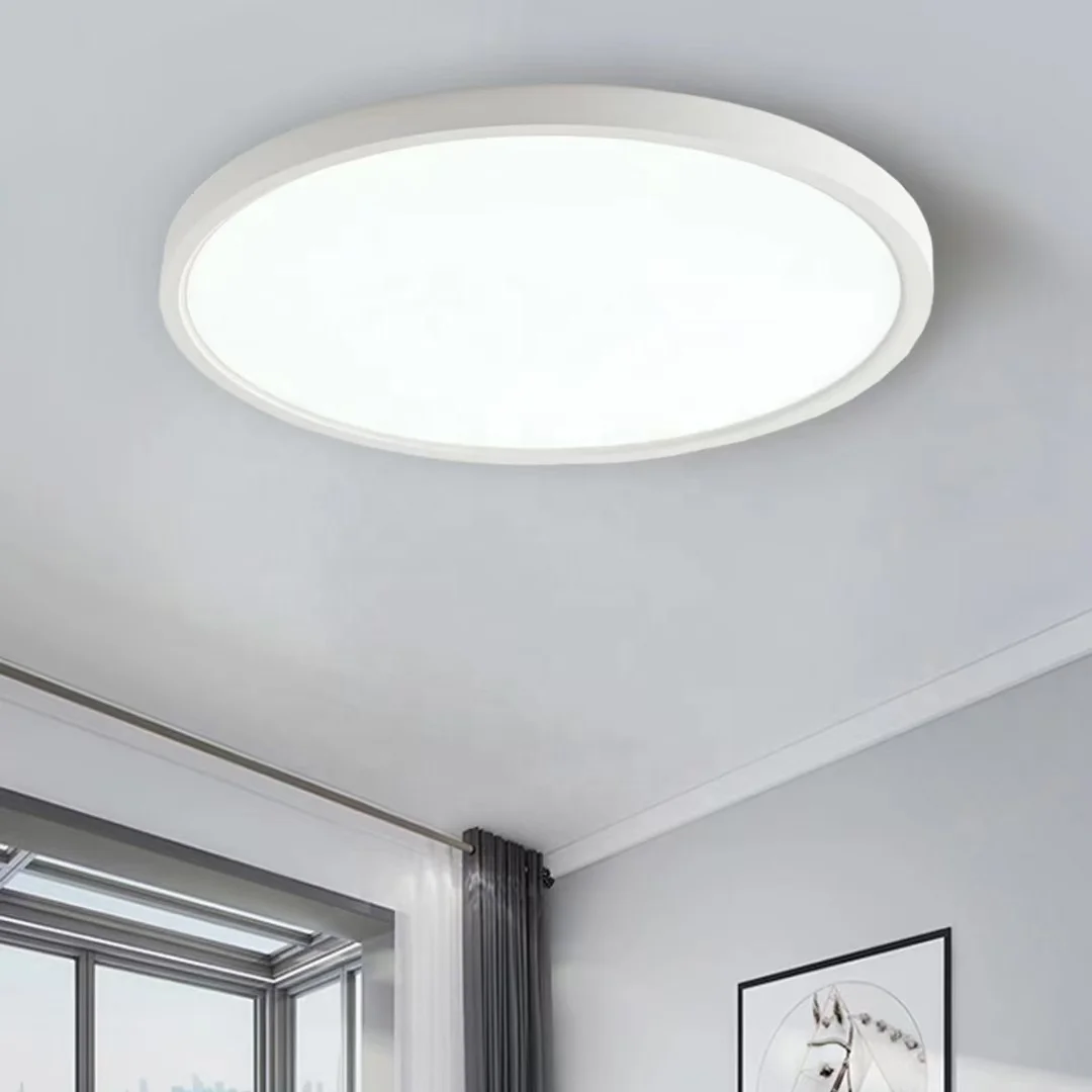 Modern LED Ceiling Lamp Fixture With Remote Control Dimmable 60W Round shape PVC Ceiling Lights For Dining Room Bedroom