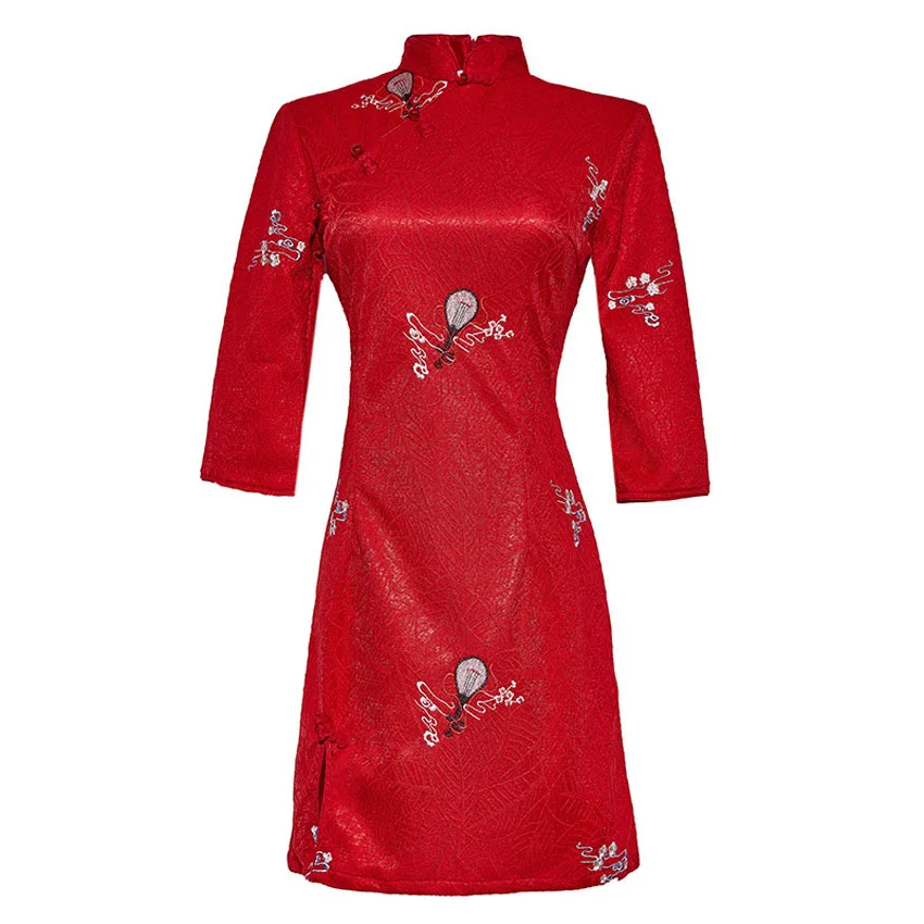 2024 New Improved Young Chinese Autumn Winter qipao plus size lace Dress for women