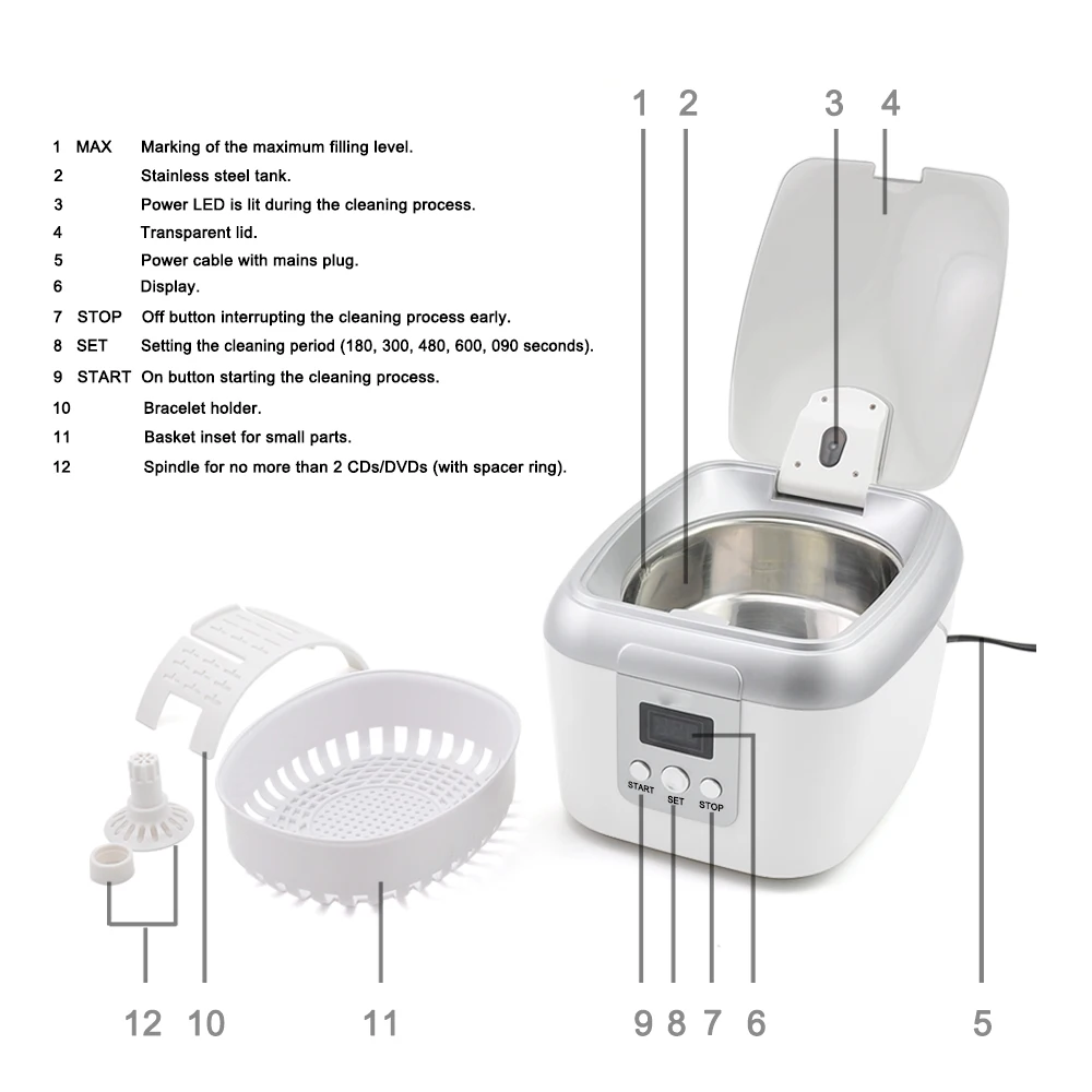 Jewelry portable machine ultrasonic cleaner dental pod mini quiet eyeglass solution ultrasonic cleaner