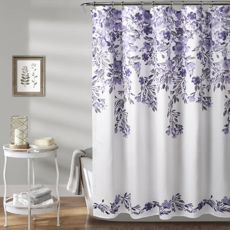 Plastic flower bath set shower curtain sets waterproof paint bathroom curtains made in China