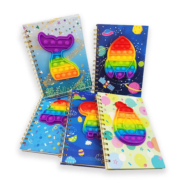 Promotional Cheap Price Customizable 5 Subject Spiral Notebook Kraft Hardcover Notebooks with Silicone Cover