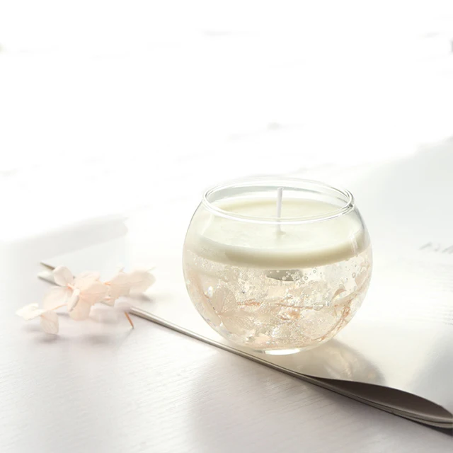 
Promo 5.5*5.5cm Transparent Clear Glass Round Gel Wax Icecream Luxury Gift Set Scented Candles with Packaging 