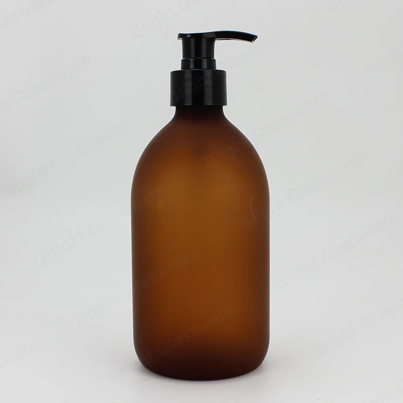 PET Shampoo Shower Gel Lotion Pump Plastic Spray Bottles Empty Amber Green 12oz 16oz 500ml 750ml Cosmetic Packaging Screw Cap