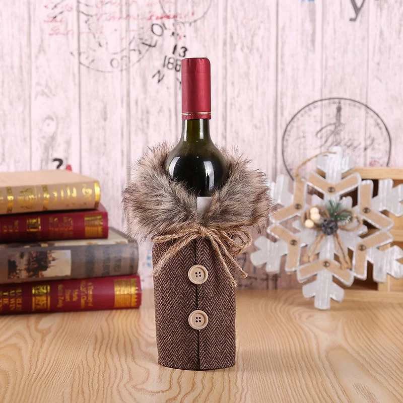 Most Popular Luxury Recycled Christmas Decoration Knit Beer Bottle Cover Sweater Christmas Gifts For Celebrate