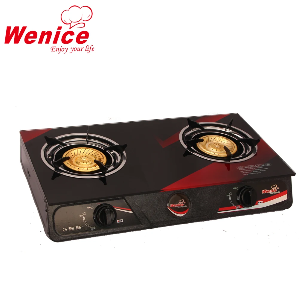 New model tempered glass gas stove   2 cast iron burner