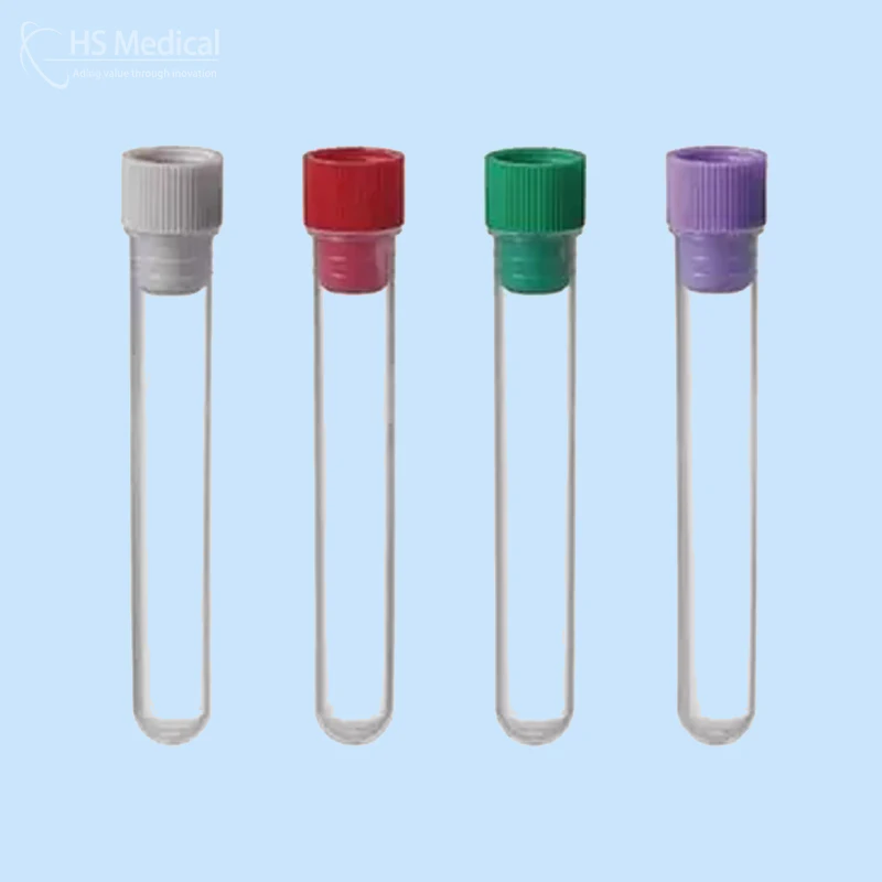 hs medical lab supplies round flat bottom clear plastic test tube with laboratory antigen test tube stopper