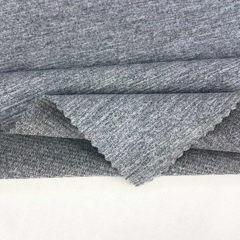 Hot Sale Yarn Dyed Stretchy Heavyweight Soft Melange Yarn Nylon Polyester Rib Knit Fabric for Leggings