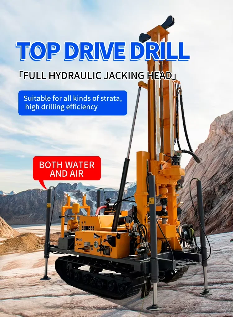 280m Depth Crawler  portable  Pneumatic Water Well  Drilling Rig