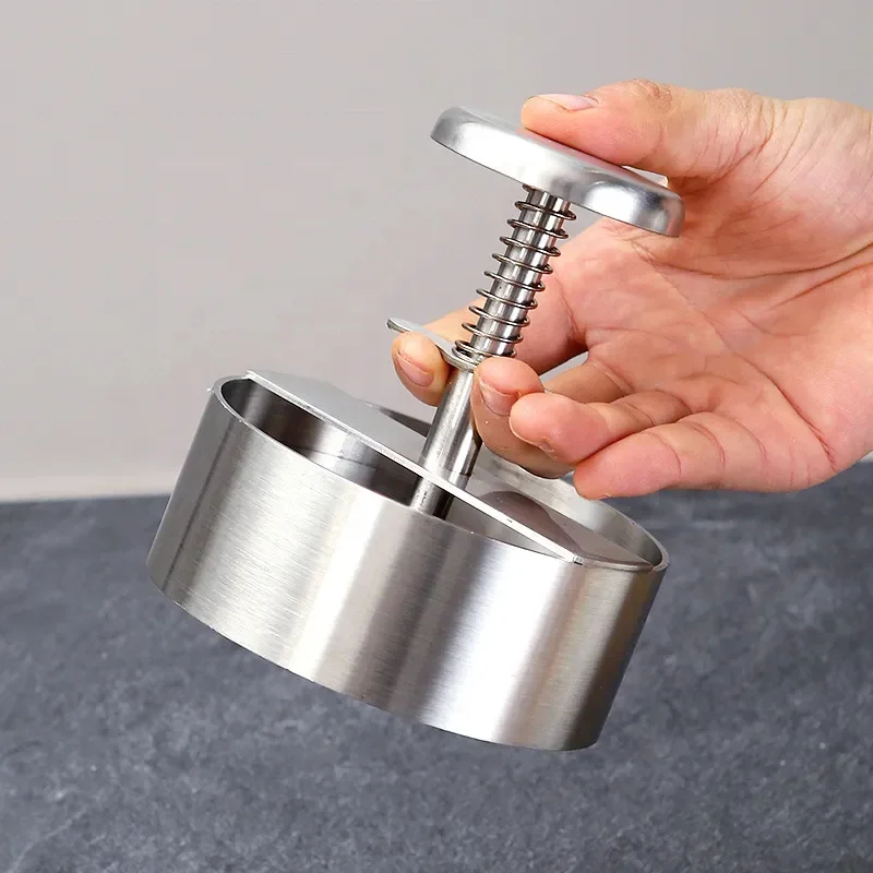 Large 14cm 304 Stainless Steel Burger Press Non-Stick Hamburger Press Patty Maker for BBQ
