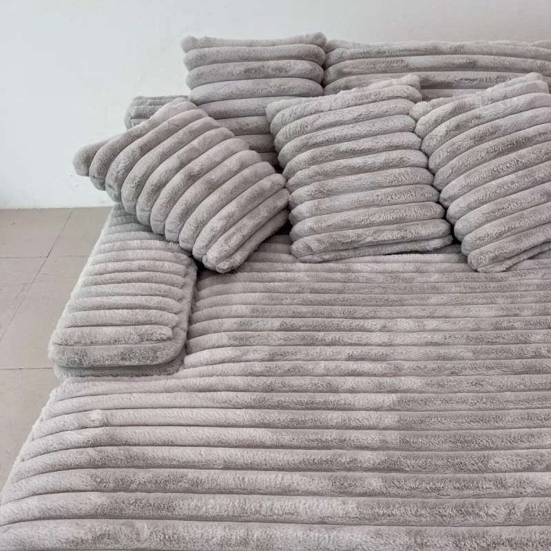 Nordic light luxury leisure sofa coarse velvet sofa can be dismantled and washed simple living room balcony sofa set