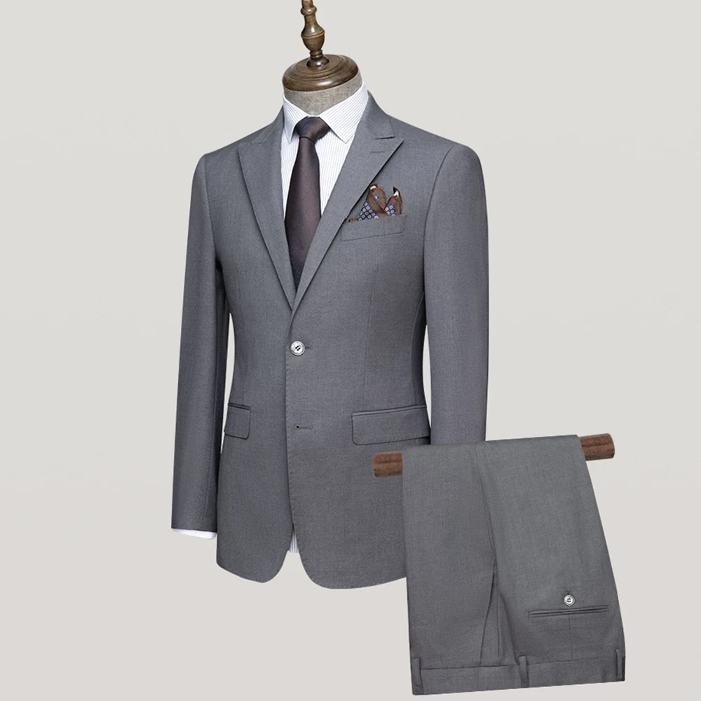 New bump collar single-breasted solid color two-piece business professional breathable comfortable best man groom suit 7327