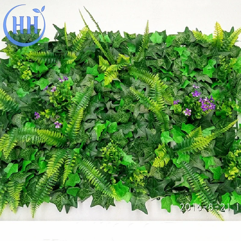 Factory Thick outdoor Grass Pared Artificial Plant hanging green plastic flower wall decoration