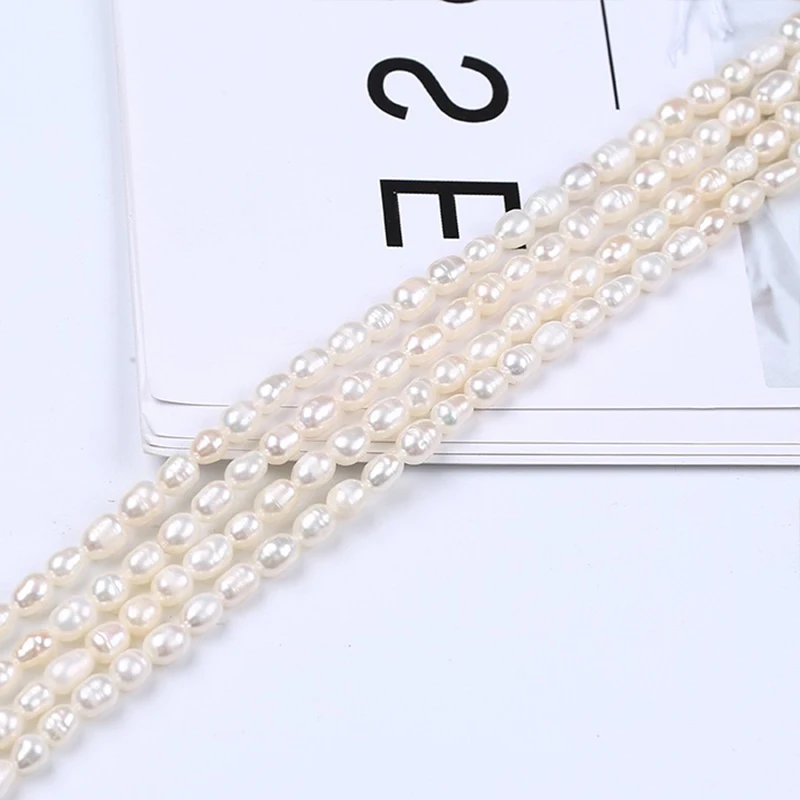 Factory Price 100% Natural Freshwater Pearl Necklace DIY Bulk Rice Shaped Beads 2A Quality White 5-6mm Potato Shaped Colorful