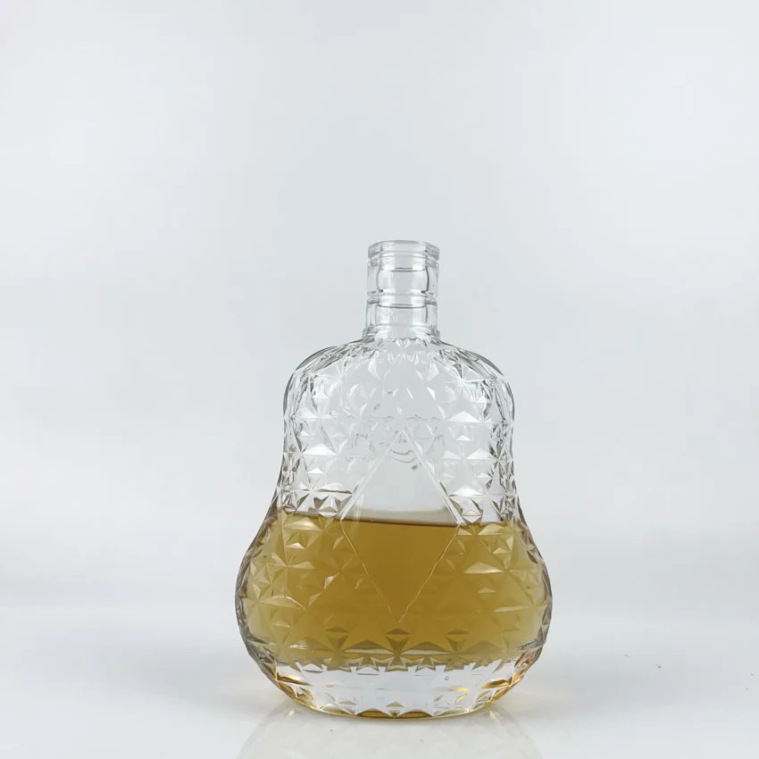many edges engraved guitar shaped glass liquor bottle 700ml
