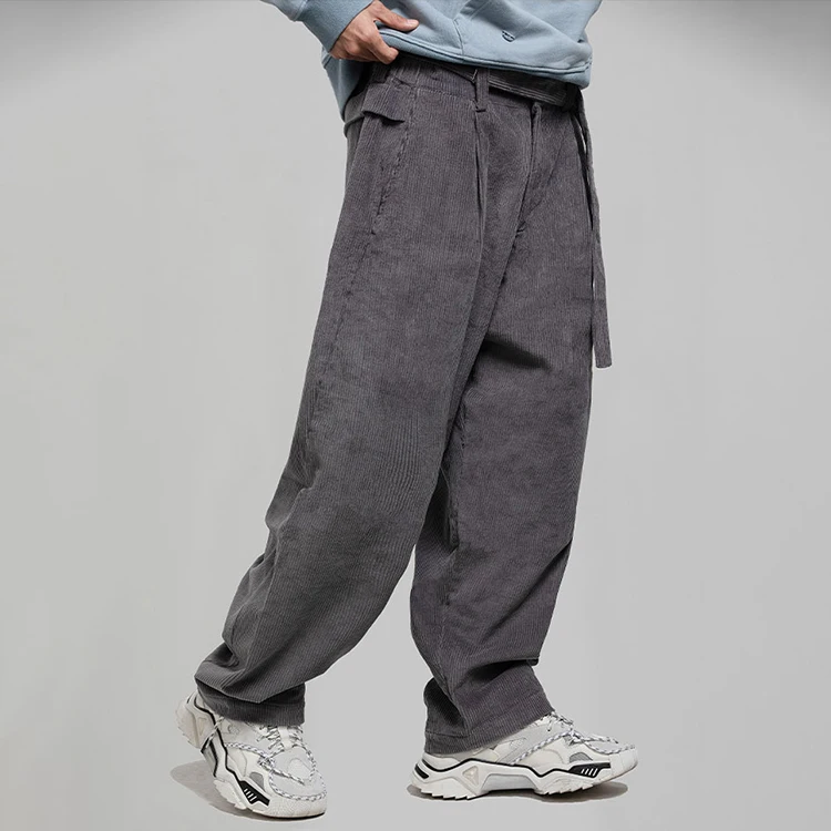 GRKC in stock custom vintage softshell solid color men trousers urban women casual corduroy straight baggy work pants