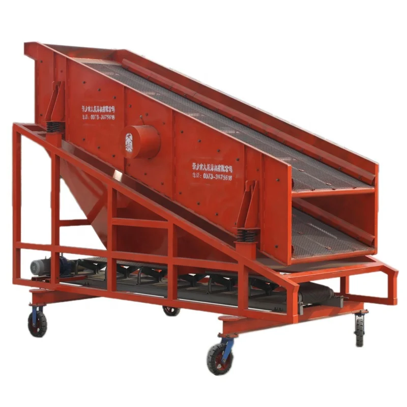 YK1236 mobile inclined circular type gravel vibrating screen with belt conveyors