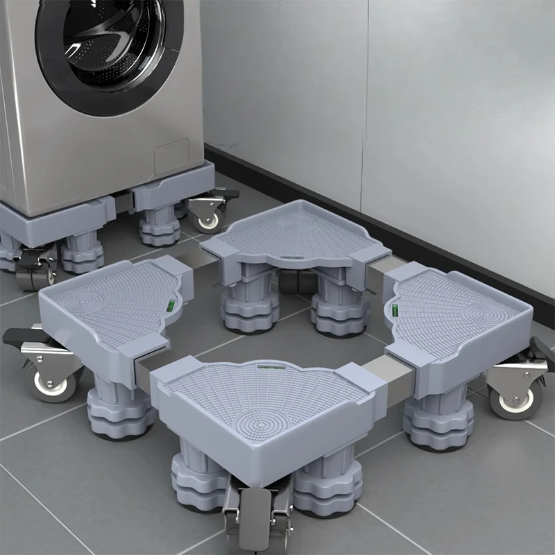 Furniture Dolly Adjustable Fridge Stand Dolly Cart with 4 Lockable Wheels Washing Machine Stand Mobile Roller Base Stand