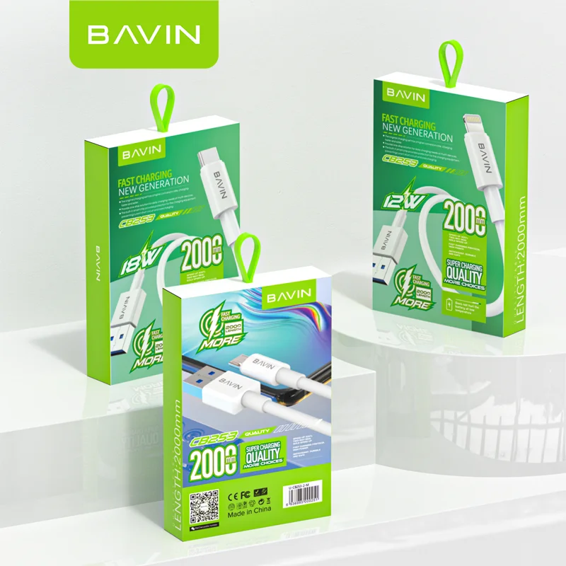 BAVIN Fast Charging Transfering 2 IN 1 Lightnings Type-c Micro Cable Wire Data USB Cables