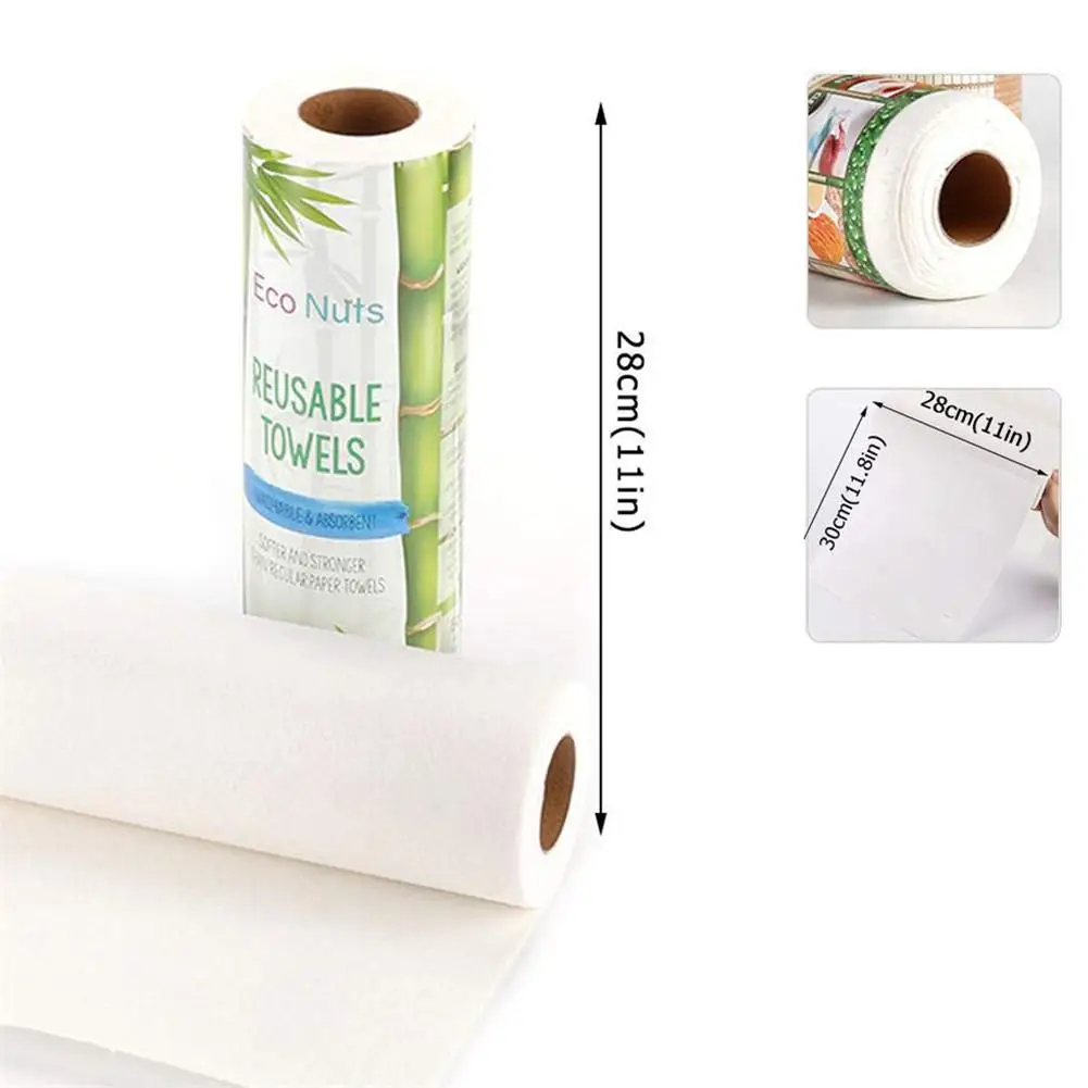 Wholesale 100%Biodegradable Reusable Lazy Rag Bamboo Towels Kitchen Dish Cloth Paper Towel Roll ECO Cleaning Cloth