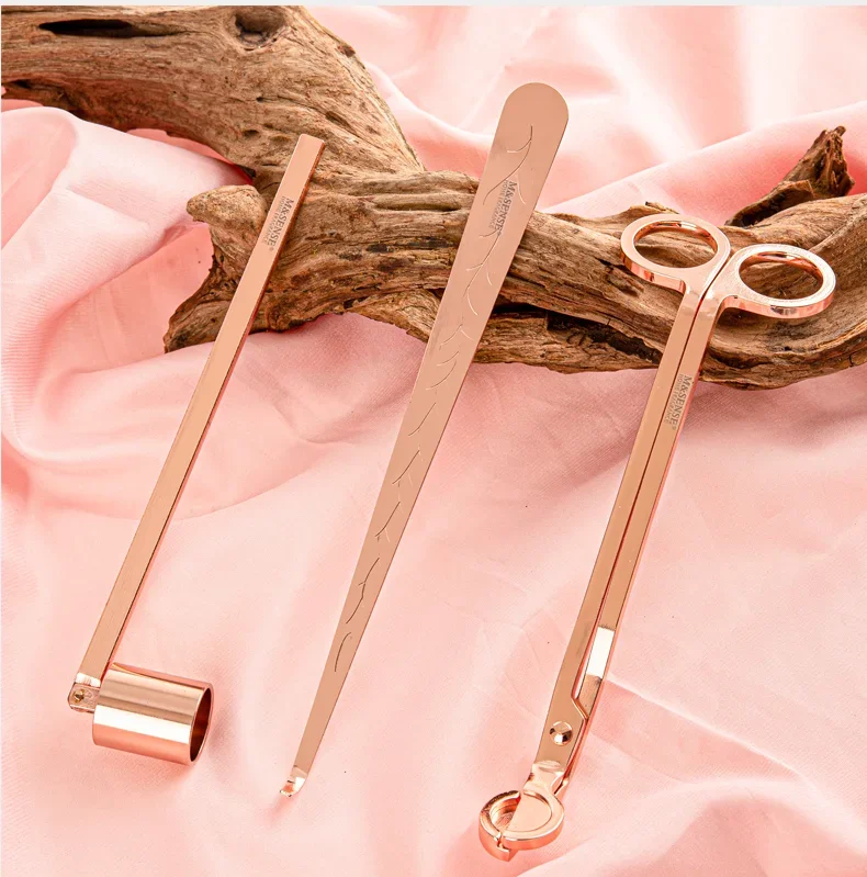 Engraved Stainless Steel Wholesale Bulk Custom Lighter Snuffer Black Candle Tool Wick Trimmer sets