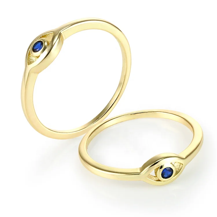 Blue Eye Anillos De Ojos 18k Gold Plated Jewelry Zirconia Rings Jewelry Women 925 Sterling Silver For Girl xupink